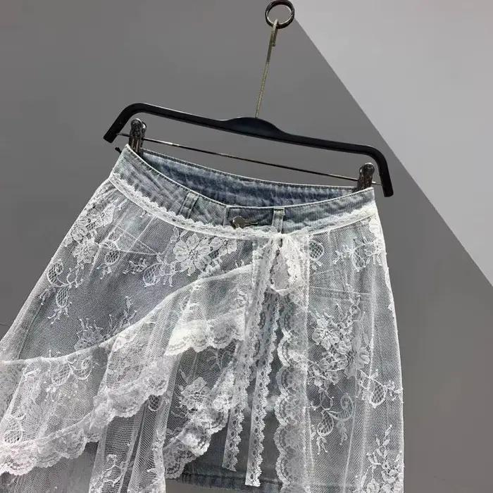 Jupe en jean taille haute amincissante pour femme