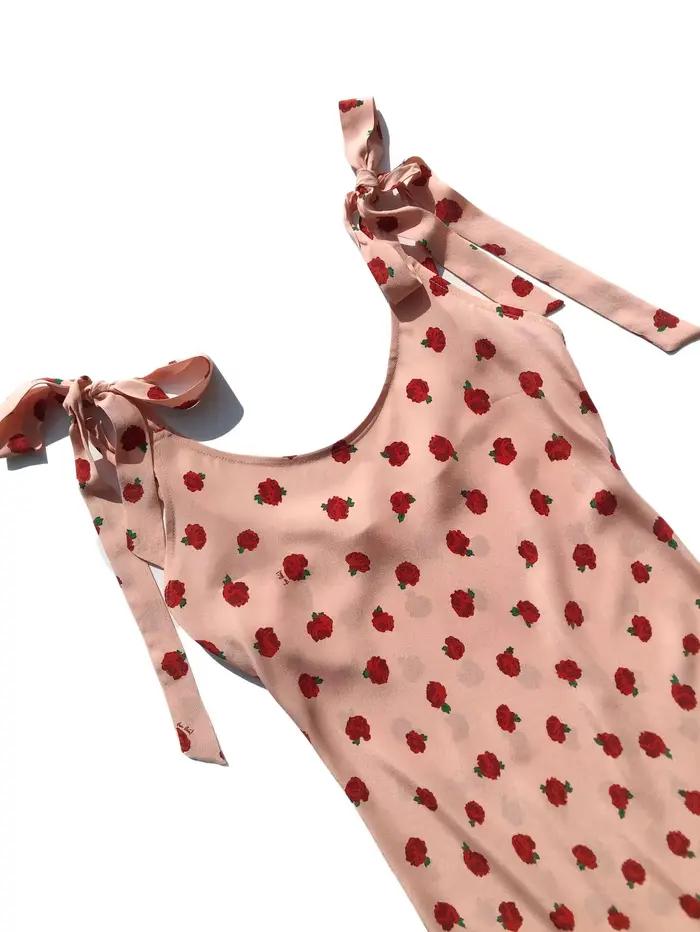 Robe longue rose 100% soie pour femmes