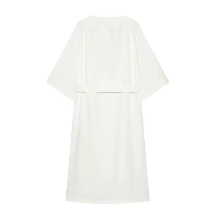 Robe midi pour femme à col en V et ceinture, nouvelle collection été 2026, style kimono, longue tunique, décontractée, élégante et fluide