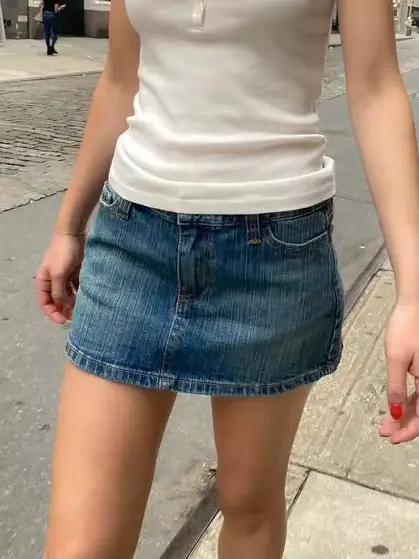 Américain Vintage Denim Mini Jupes Femmes Mode D'été Taille Haute Straigth Court Faldas Décontracté