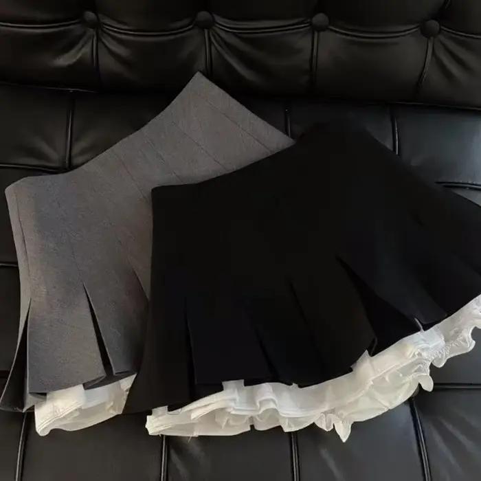 Mini jupe noire à volants pour femmes