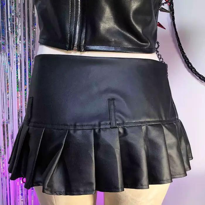 Mini-jupe gothique emo en cuir PU pour femme, style grunge punk rock, festival, rave, Y2K, vêtements alternatifs, adolescents, années 80, Vkei, jupes grunge