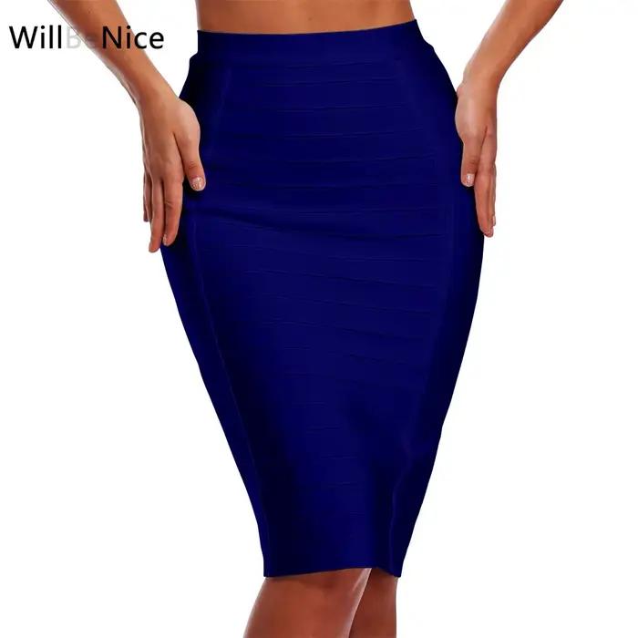WillBeNice-Jupe crayon élastique pour femme