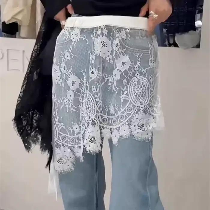 Jupe en dentelle patchwork pour femme
