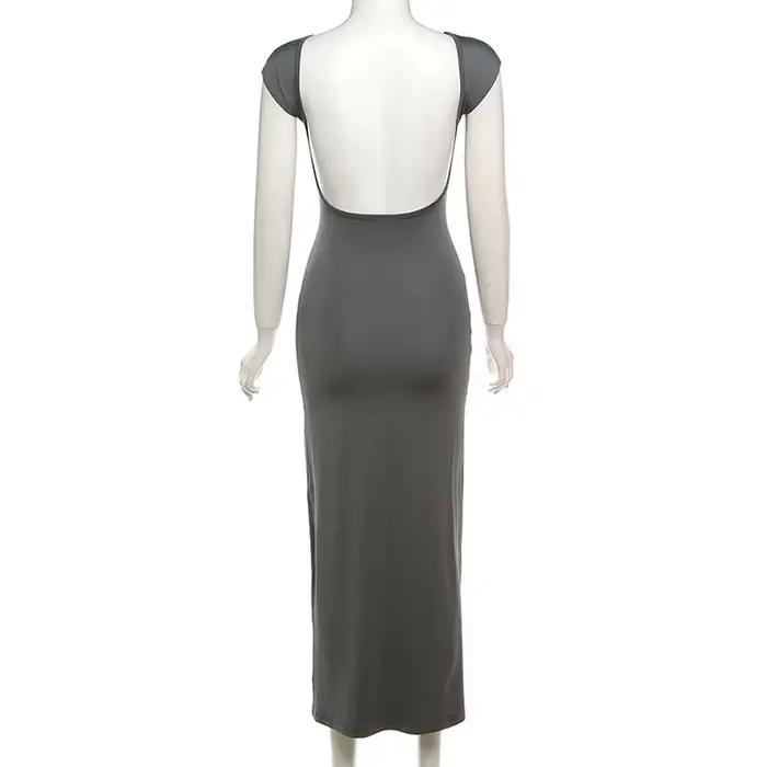 Robe longue à manches courtes pour femmes