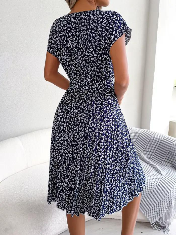 Robe longue plissée à fleurs pour femmes