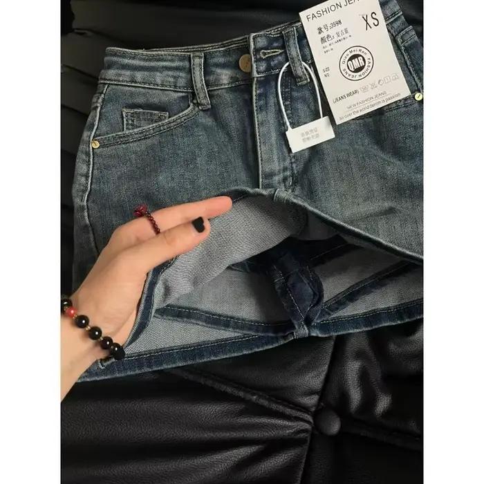 2025 Femmes Bleu A-ligne Jupe En Jean Y2k