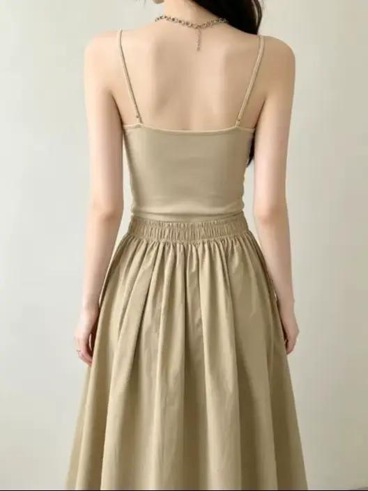 Jupe longue plissée taille haute pour femme