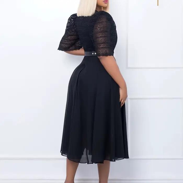 Robe blanche femmes fête longues robes volants dentelle mousseline de soie taille haute 2025 été fête de mariage robes élégant Vintage en vrac