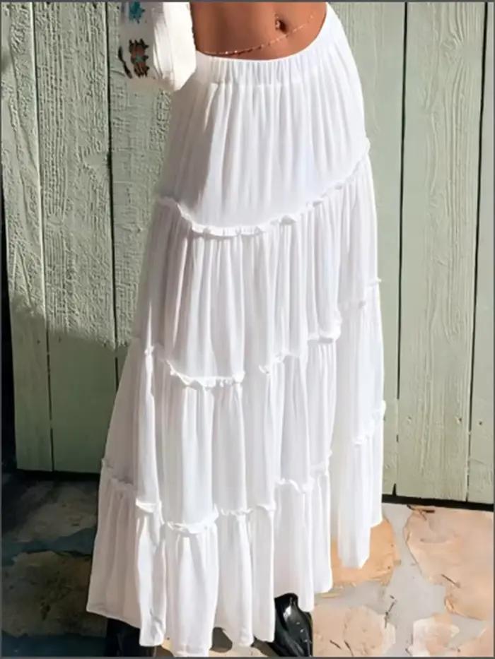 Jupe plissée de couleur blanche pour femme, vêtement taille haute, couleur unie, confortable, style gâteau, automne