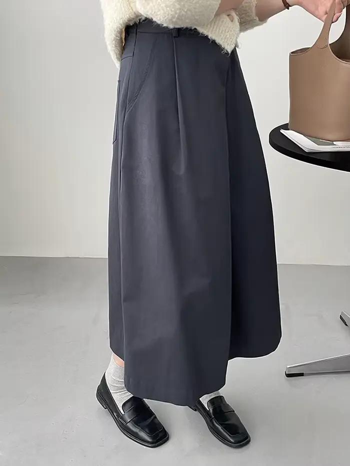 [EAM] taille haute abricot a-ligne irrégulière plissée élégante demi-corps jupe femmes mode marée nouveau printemps automne 2026 1DH3802