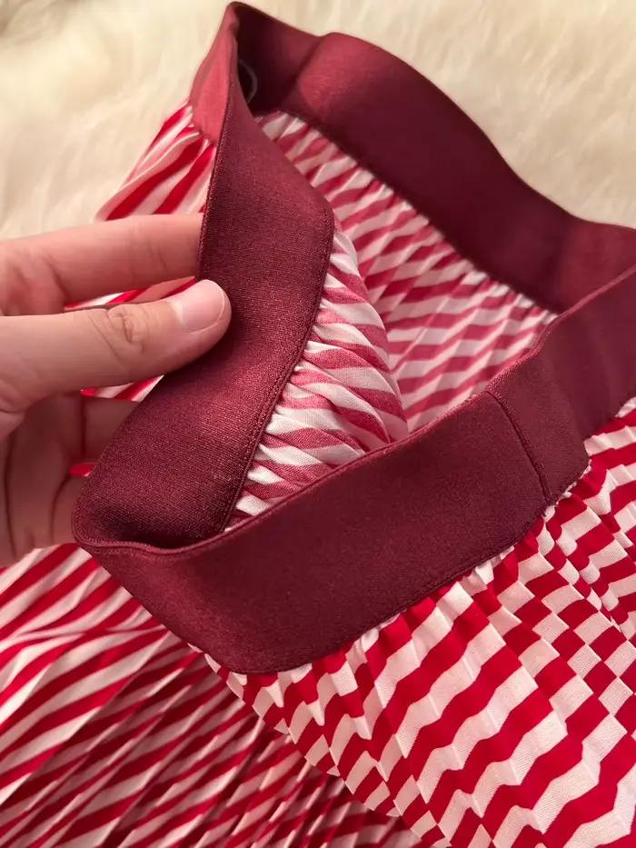 Jupe plissée rayée pour femme, coupe trapèze, taille élastique, ourlet festonné, élégante, printemps-été, couleurs bonbon, SK077