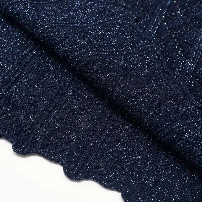 2661 Nouvelle Jupe Mi-longue Femme de Luxe en Tricot Élastique, Style Féminin, Manches Longues, Ornée de Strass, Coupe Ajustée, Grande Ampleur, Détails Creux
