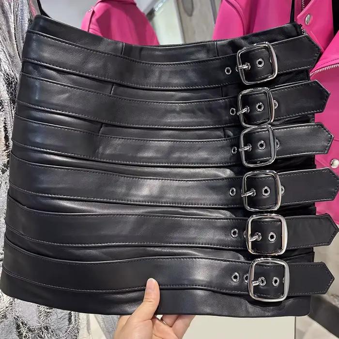 YOLOAgain 2025 automne mode en cuir véritable Mini jupe femmes jupe crayon femme Streetwear