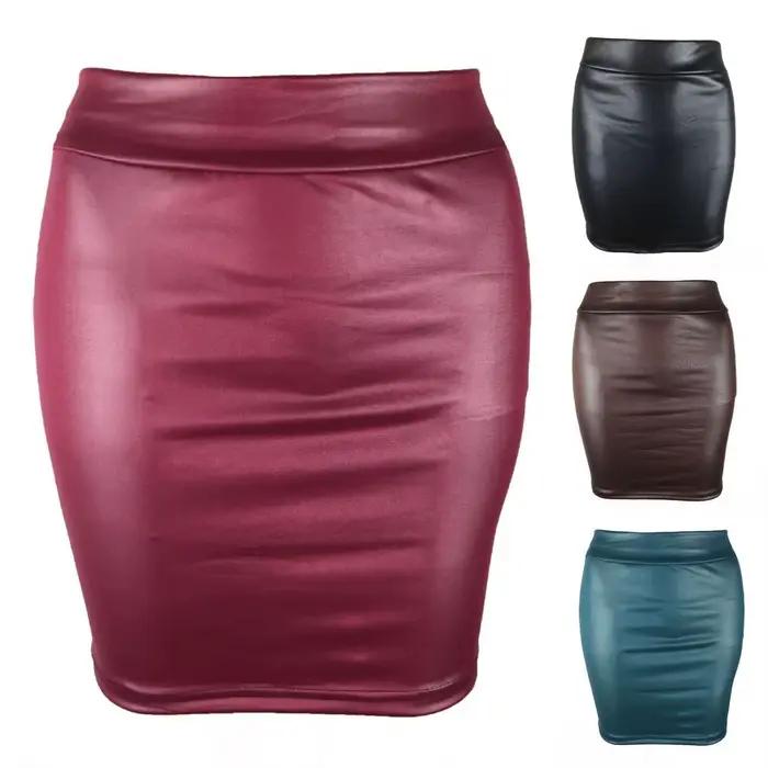 Mini jupe en similicuir PU pour femme