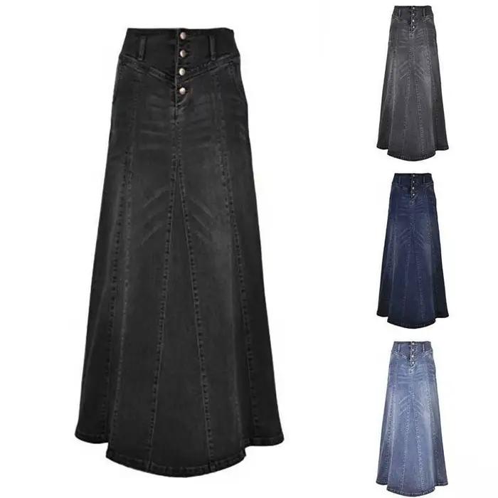 Jupe en jean Vintage taille haute pour femmes
