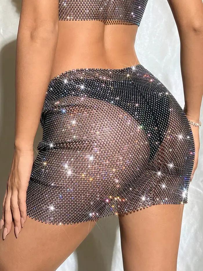 Jupe résille à strass pour femmes