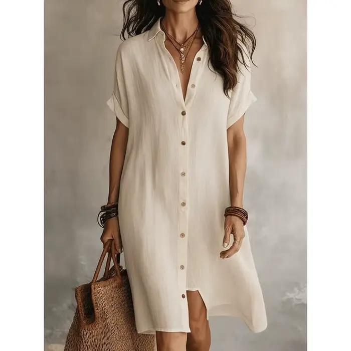 Robe chemise en lin pour femme