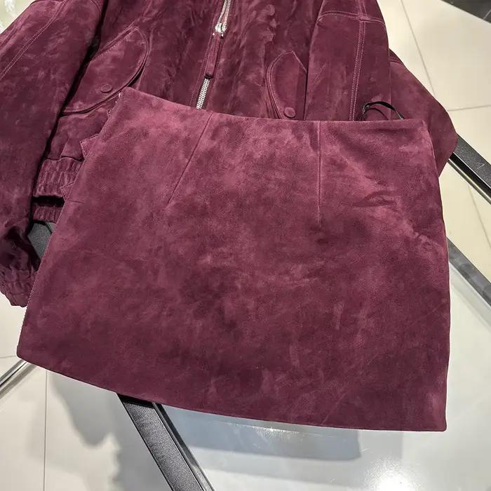 YOLOAgain bordeaux daim cuir Mini jupe femmes
