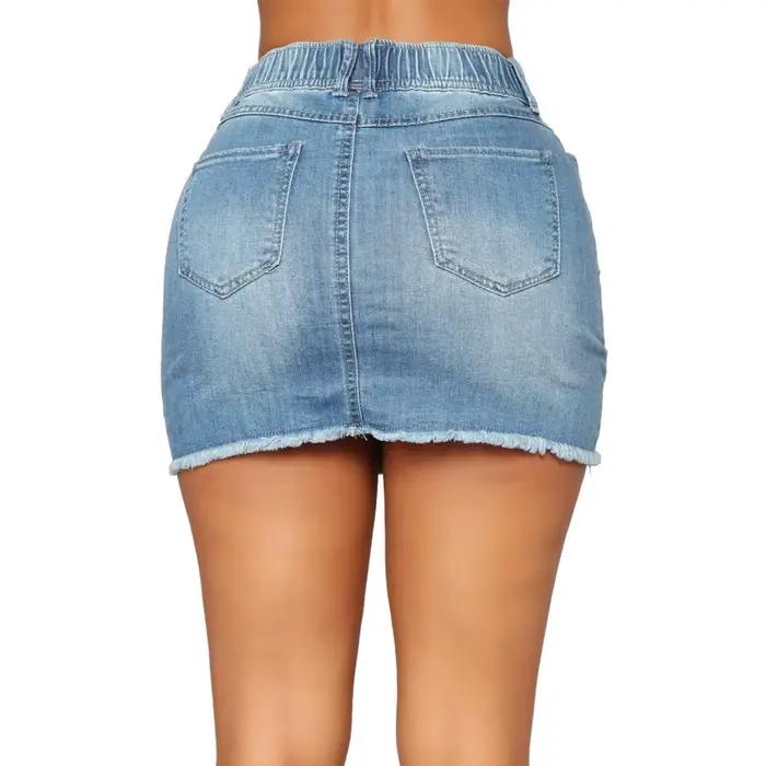 Jupe courte en Denim déchiré pour femmes