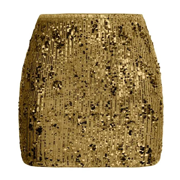 Mini-jupe moulante sexy et brillante pour femme
