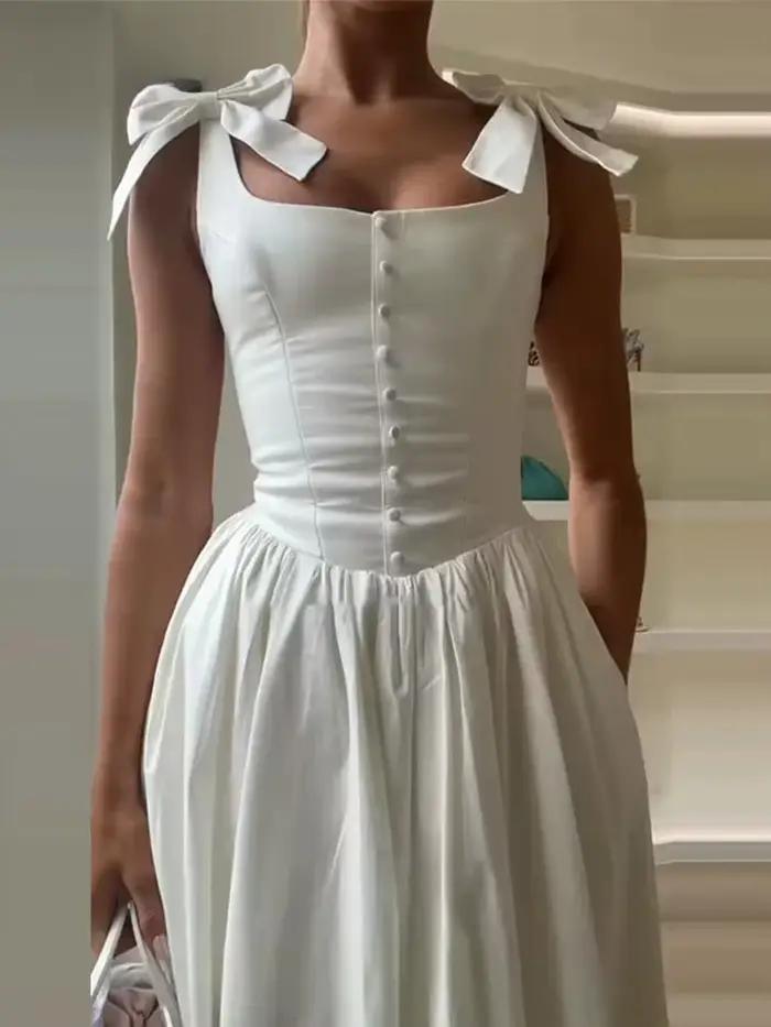 Robe longue à nœud élégant pour femmes