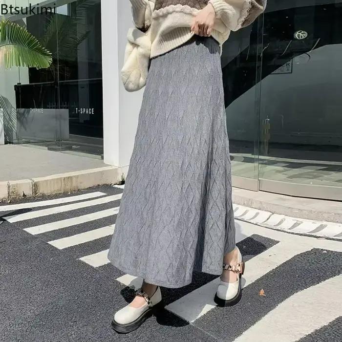 Jupes tricotées chaudes femelles taille haute décontractées en coton et polyester pour automne et hiver occasions spéciales et soirées élégantes