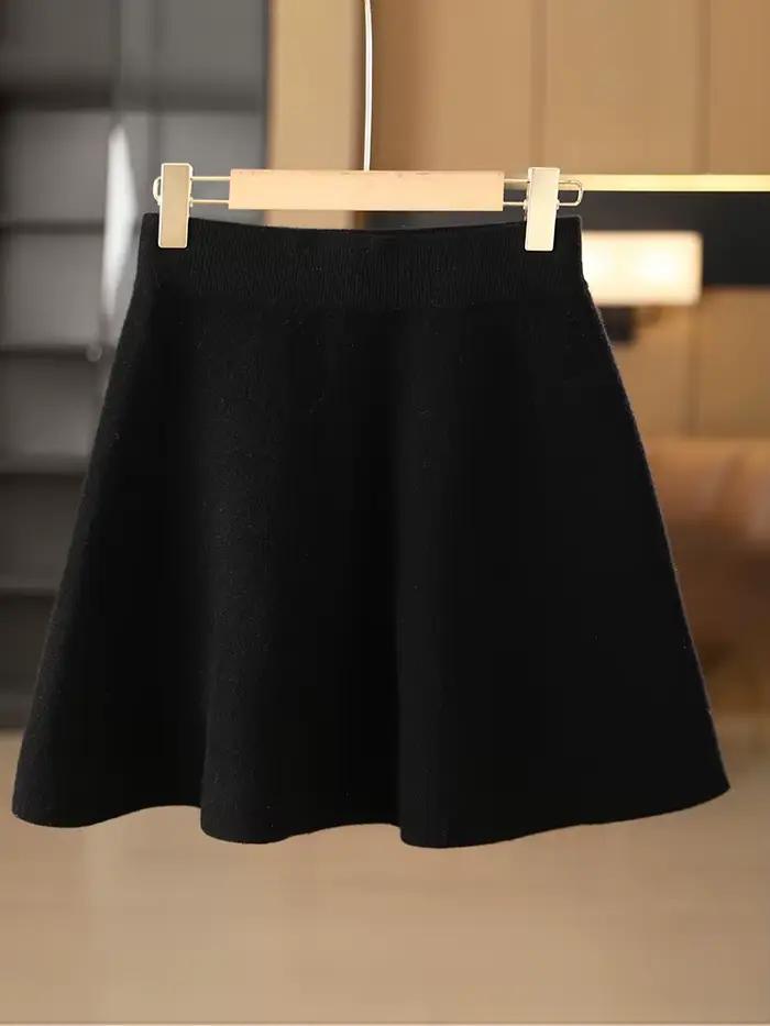 Femmes 100% laine mérinos jupes Mini a-ligne taille élastique