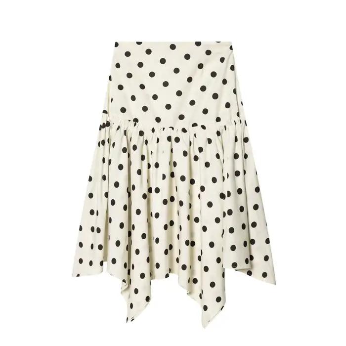 Jupe midi élégante à pois pour femme HH