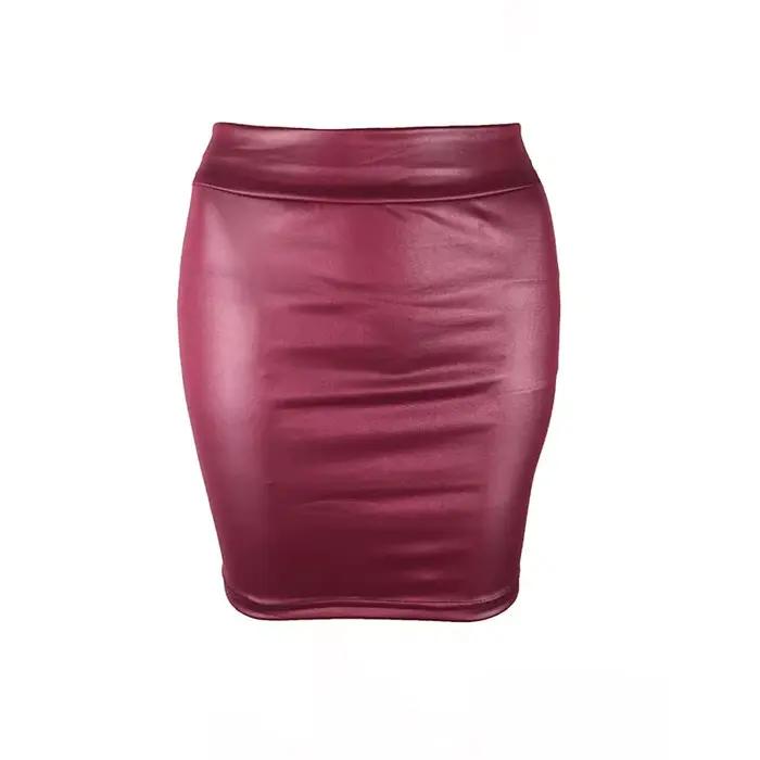 Mini jupe crayon en simili cuir noir