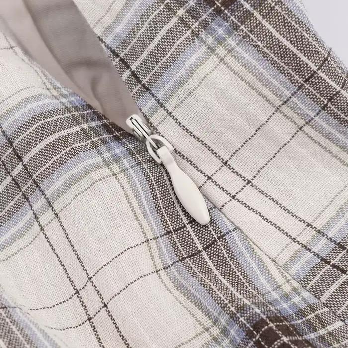 TFAFXY Nouvelle Collection Printemps 2026 Jupes Femme Chic et Élégantes à Carreaux Asymétriques Coupe Trapèze
