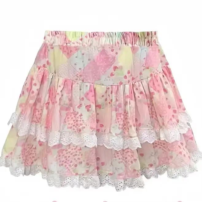 Mini-jupe florale Kawaii pour femme