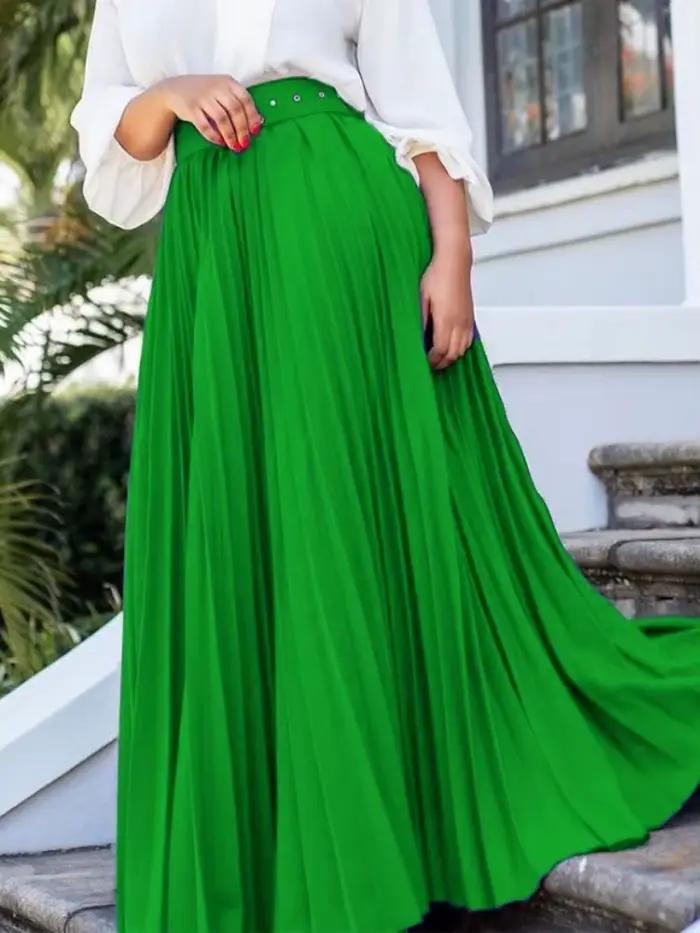 Femmes jupe plissée taille ceinture une ligne élégante à la mode Occasion formelle bureau dame modeste Date femme africaine nouveau 2025