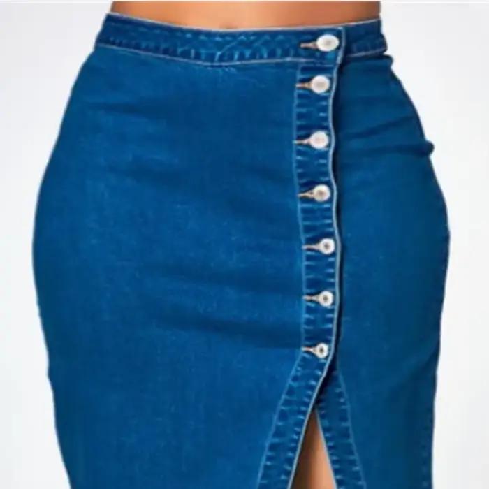 Jupe mi-longue en denim pour femme