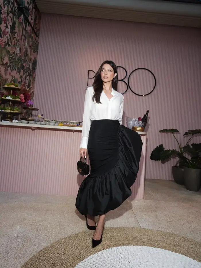 Jupe sirène noire asymétrique pour femme