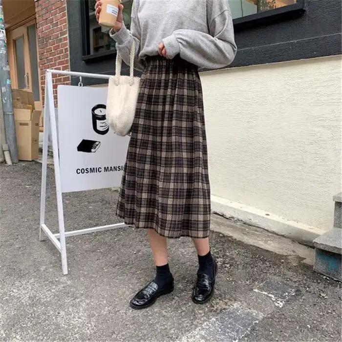 Jupe longue plissée en laine pour femmes