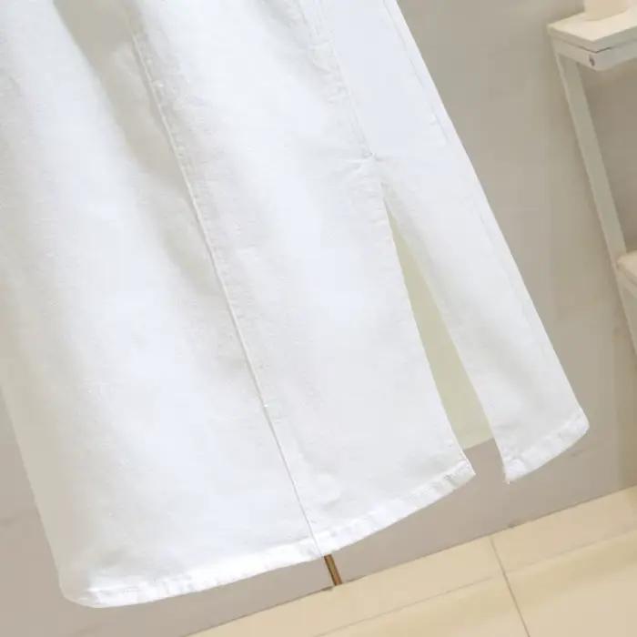 Jupe en jean blanche taille haute 2026 Nouvelle
