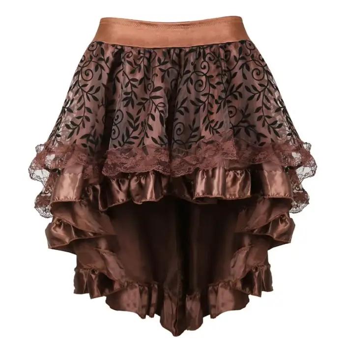 Steampunk gothique Burlesque Sexy jupe en dentelle florale femmes asymétriques jupes hautes et basses Showgirls mode