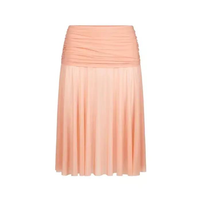 Jupe plissée taille moyenne pour femmes, tenue élégante, couleur unie, mi-longue, douce et romantique, au-dessus du genou, printemps-automne