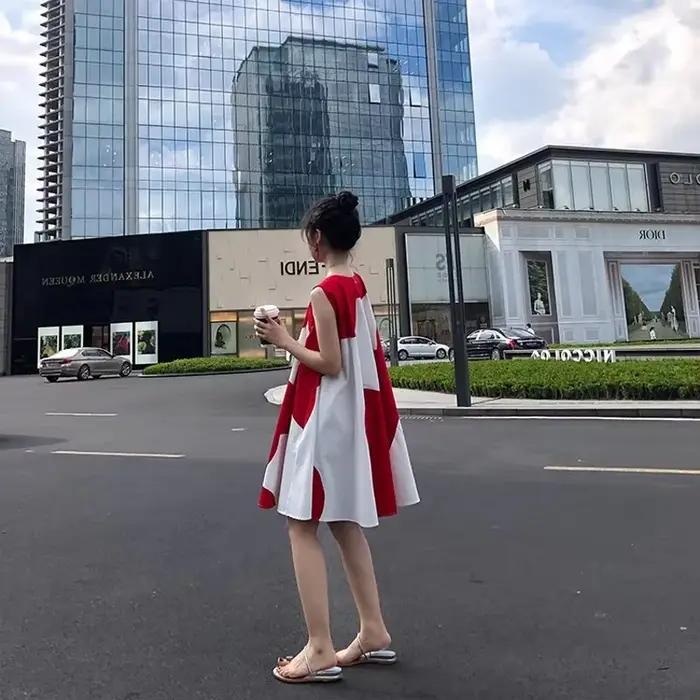 Jupe bouffante rouge à épaules dénudées, Design Sensation, robe pour femmes, manches courtes, longueur aux genoux, taille ample, Style français, tendance d'été