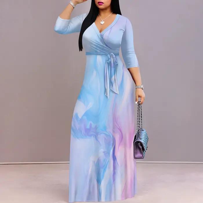 Robe longue pour femme dégradé décontracté
