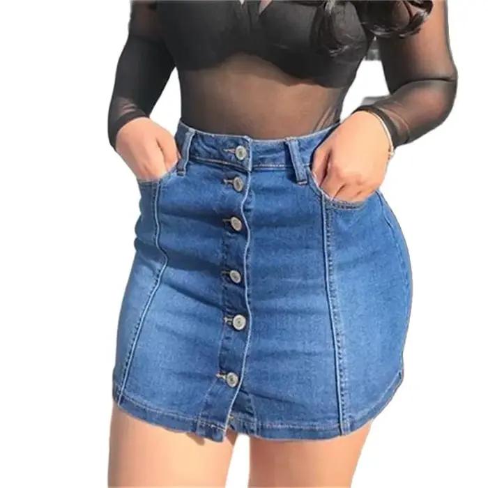 Jupe en jean moulante à taille haute pour femme