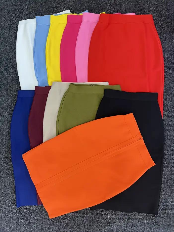 Jupes à bandes d'été longueur genou 60CM pour femmes