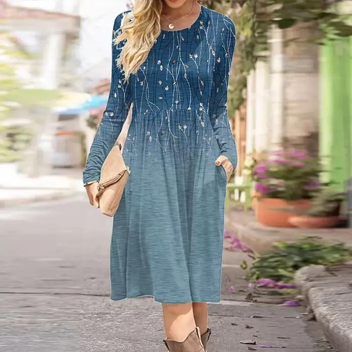 Robe mi-longue à manches longues pour femmes