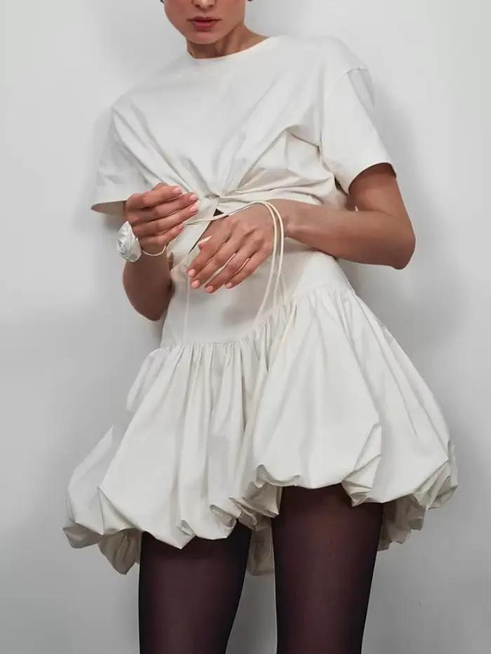 Mini jupe plissée taille haute pour femme