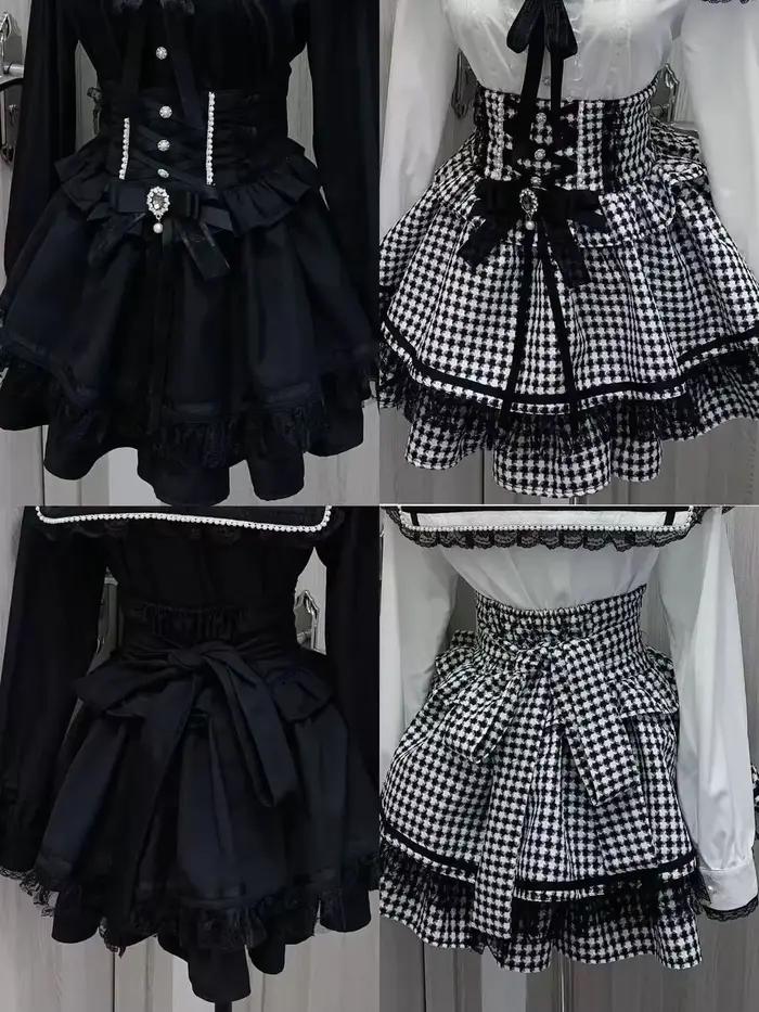 Jupe à carreaux Lolita japonaise pour femmes
