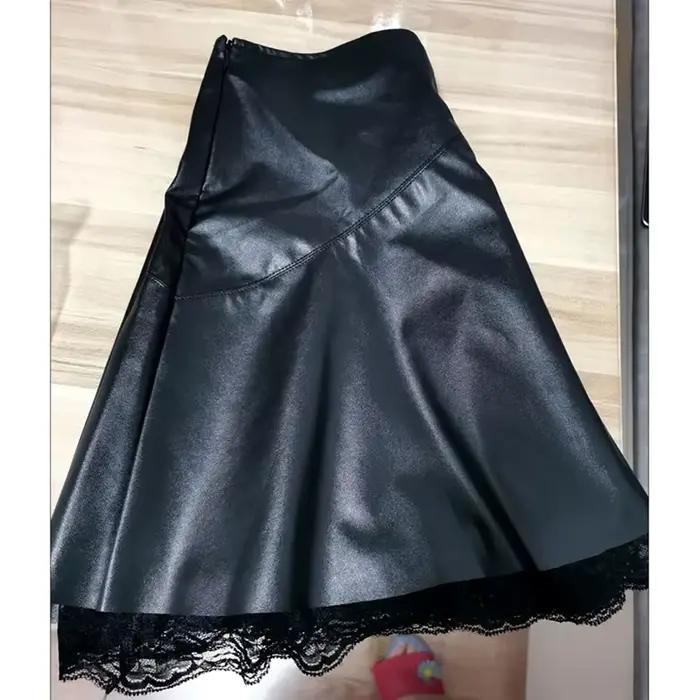 Jupe en cuir PU pour femmes