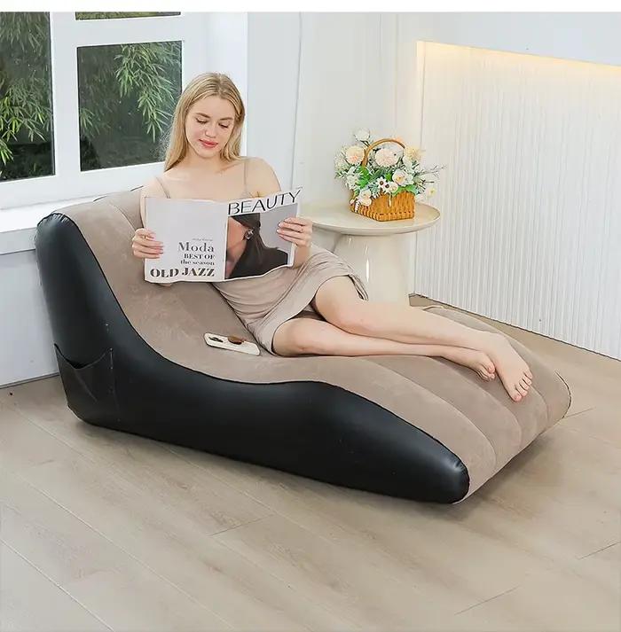 Chaise longue gonflable, chaise longue gonflable, canapé à Air de plage, canapé de salon paresseux pour salon intérieur, chambre à coucher, voyage en plein air