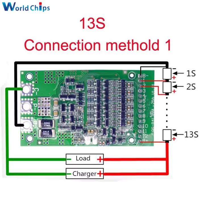 BMS 6S 7S 8S 9S 10S 11S 12S 13S 25A 4.2V Lithium Li-ion Lifepo4 carte de Protection de Charge de batterie Lifepo4 Pack BMS PCB PCM