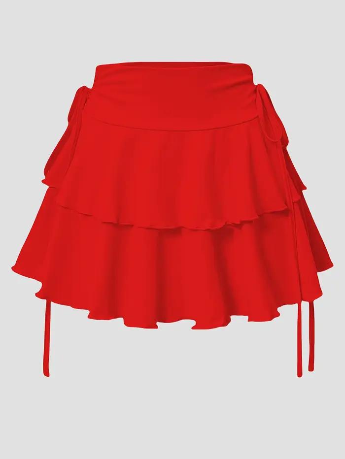 Jupe courte d'été unie taille haute ajustée pour femme